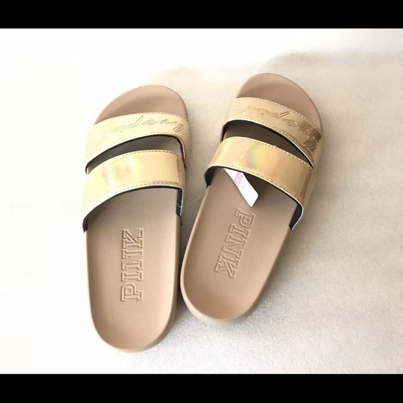 Victoria's Secret Iridescent Double Strap slides - Picture 4 of 4